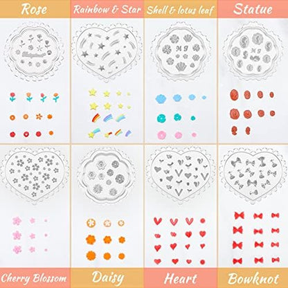 Zeyune 16 Pcs Summer Small Flower Polymer Clay Molds, Mini 3D Silicone Resin Casting Molds for Earring Making Jewelry DIY, Includes Alphabet, Flower, Heart and Bow Shapes(Cameo & Rose) - Image 3