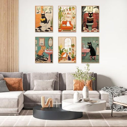 6 Pack Paint by Numbers Kit for Adults, Black Cats Canvas Painting Set - Image 6