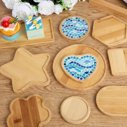 10 Pcs Wooden Mosaic Bases Kits for Crafts, Assorted Shapes Mosaic Substrates Coaster Blank Drinking Cup Coasters for Adults Kids DIY, Home Decor - Image 5