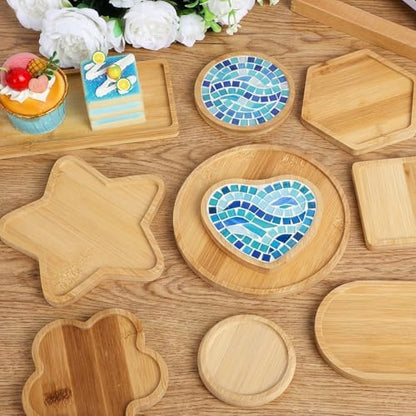 10 Pcs Wooden Mosaic Bases Kits for Crafts, Assorted Shapes Mosaic Substrates Coaster Blank Drinking Cup Coasters for Adults Kids DIY, Home Decor - Image 5