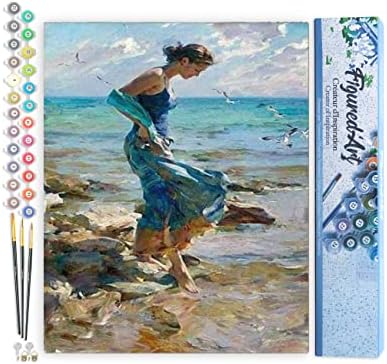 Figured'Art Paint by Numbers for Adults Feet in Water During Summer 16"x20" - Craft Art Painting DIY Kit Rolled Canvas Without Frame by FiguredArt