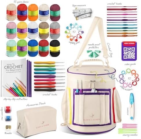 Crochet Kit for Beginners with Yarn, Beginner Crochet Kit for Adults and Kids, 21 Hooks, Knitting Kit Bag, Instructions Step-by-Step Video Tutorials, Plus Crochet Accessories Supplies, Crochet Gifts - Image 2