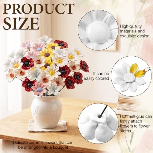 RattanView 24 Set 3D DlY Flower Ceramics to Paint Handicrafts Kits - Image 3