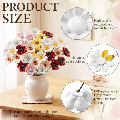 RattanView 24 Set 3D DlY Flower Ceramics to Paint Handicrafts Kits - Image 3