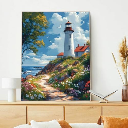 xcemhil Lighthouse Paint by Numbers Kit for Adults Beginner, Lighthouse Paint by Number for Adult, Acrylic Paint by Numbers Kits Suitable for Home Wall Art Decor Gifts 16x20 Inch - Image 2
