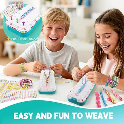 DDAI Bling Bracelet Kit for Girls Age 7-12 – Sparkly Friendship Craft Set with Gems, Threads & Stickers – Birthday Gift for 8 9 10 11 Year Old Girls & Holiday Surprise - Image 2