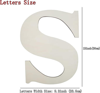 12 Inch Unfinished Wooden Numbers, 1/8 Inch Thick Large Blank Wooden Alphabet Handmade Painting Sign Boards for DIY Birthday Wedding Graduate Party Decor Props - S