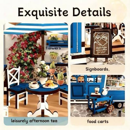 DIY Miniature House Kit - 3D Wooden Puzzle Dollhouse Kit with LED Lights, Coffee Shop Book Nook Bookshelf Insert Decor, Mini House Building Kit for Adults & Teens, Creative Craft Gift - Image 2