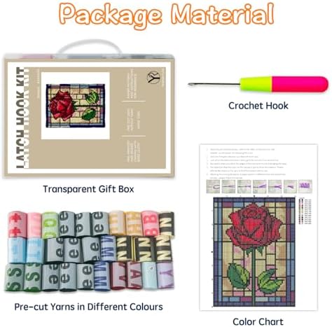 Latch Hook Kits for Adults Kids Rug Tapestry Kits with Printed Canvas DIY Embroidery Kits Festival Gifts Home Decoration (Flower) - Image 4