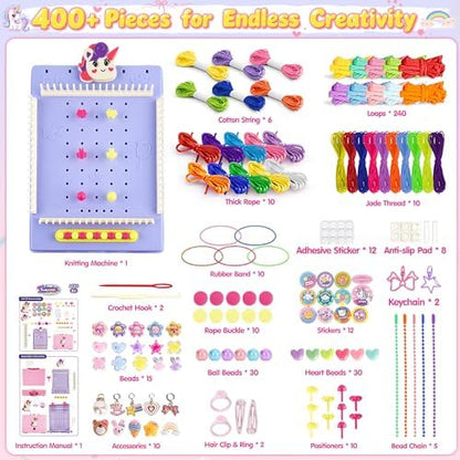 Nicella Weaving Loom Kit, Craft Kits for Kids, 400 PCS Friendship Bracelet Making Kit for Girls, Pot Holders Weaving, Age 6-12 Year Old Girls Gifts, Bracelet Coaster Bag Weaving Making kit - Image 3