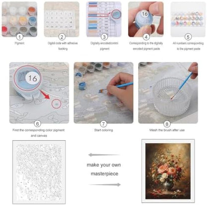Bozfoxa Paint by Numbers Kit for Adults Beginner Autumn Floral Vase - Image 4
