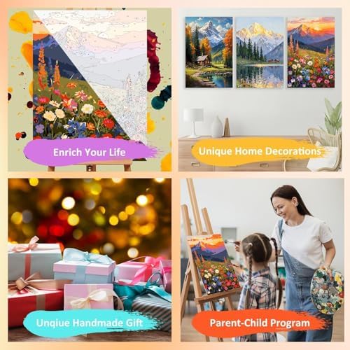 3 Pack Framed Paint by Numbers for Adult with Wooden Easel (8x12 inch) - Image 7