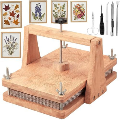iSharely 11" x 8" Wooden Flower Press Kit, 6-Layer DIY Botanical Craft Set for Adult Dried Flowers Leaves Wedding Bouquets Scrapbooking Cards Crafts Creative Art by Unknown