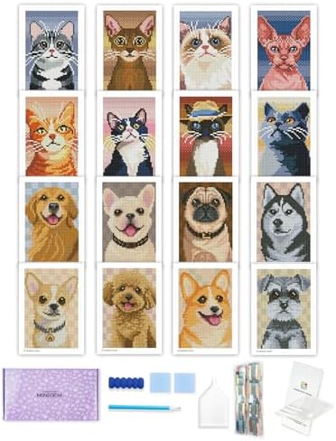 forever young Cats & Dogs Minigem Diamond Art Kits, 5x7 Inch Postcard-Style by FOREVERYOUNG