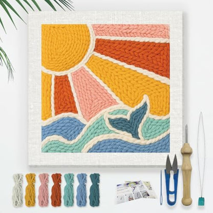 Doodlream Sun and Ocean DIY Punch Needle Embroidery Kit for Adult Beginner by Doodlream