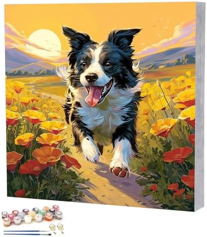 TBAIRO Framed Paint by Numbers Kit for Adults Beginner Dog DIY Painting Kits for Kids Ages 8-12 Animals Easy Adult Paint by Number Kits on Canvas for Wall Art Decor 8x8 Inch by Unknown