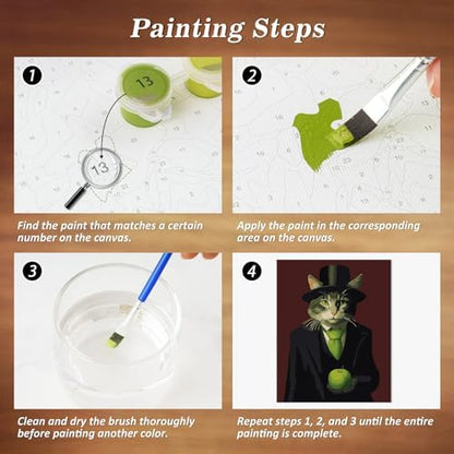 NiArt Paint by Numbers for Adults Beginners, DIY Paint by Numbers on Canvas for Kids, Oil Painting Kits for Gift Home Wall Decor, 10 Brushes and Acrylic Paint, 16x20 Inch, (Cat Godfather, Unframed) - Image 6