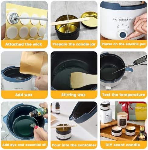 KQU Wax Melting Pot with Thermometer, Electric Wax Melter for Candle Making with Spout 1.5Qt, Small Double Boiler Pot Set for Beginner Adults - Image 5