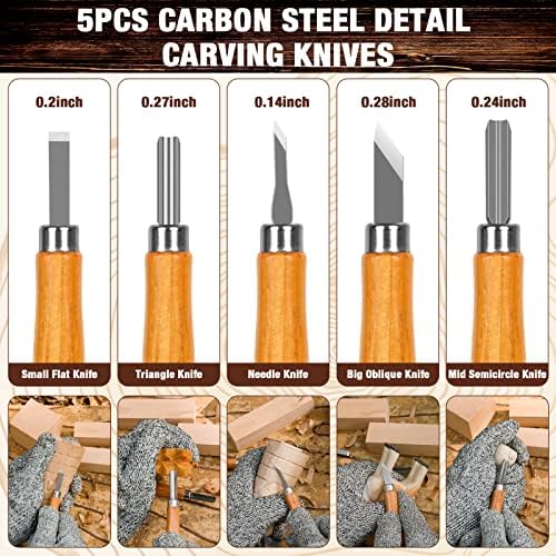 Wood Carving Kit, 23pcs Wood Carving Tools with 4 Wood Carving Knives 5 Detail Knives 9 Blocks, Whittling Kit DIY Hobbies for Adults - Image 5