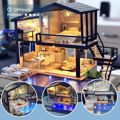 Flever Dollhouse Miniature DIY House Kit Manual Creative with Furniture for Romantic Artwork Gift (Perfect Time Apartment) - Image 6