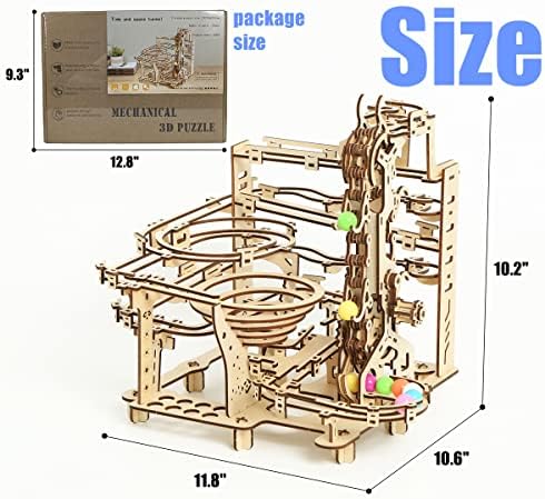 3D Wooden Marble Run Puzzle, Wood Crafts Mechanical Marble Run DIY Assembly Building Model Kits, Wooden Crafts Brain Teaser Puzzles, Christmas Birthday Gifts for Adults & Teens - Image 5