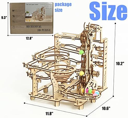 3D Wooden Marble Run Puzzle, Wood Crafts Mechanical Marble Run DIY Assembly Building Model Kits, Wooden Crafts Brain Teaser Puzzles, Christmas Birthday Gifts for Adults & Teens - Image 5
