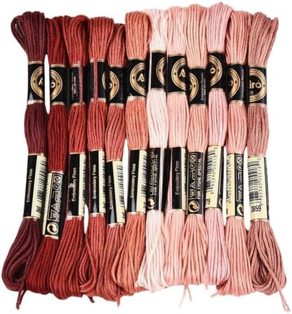 12 Skeins 6 Strands Red Brown Embroidery Thread for Hand Sewing by CABODYALS