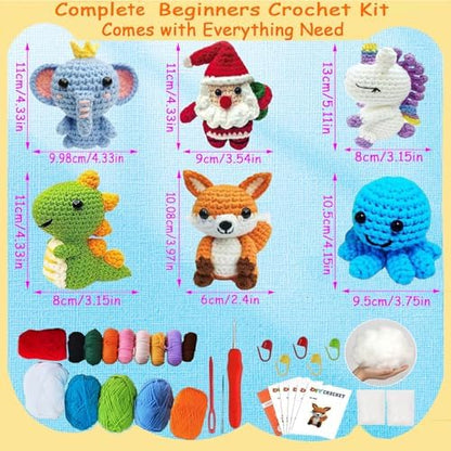 6PCS Crochet Kit for Beginners, Beginners Knitting Kit for Adults, Cute Animals Complete Starter Kit with Step-by-Step Video Tutorials and Instructions, Christmas Gifts for Adults and Friends - Image 4