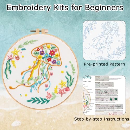 Louise Maelys Jellyfish Embroidery Kit for Beginners Adults - Image 5