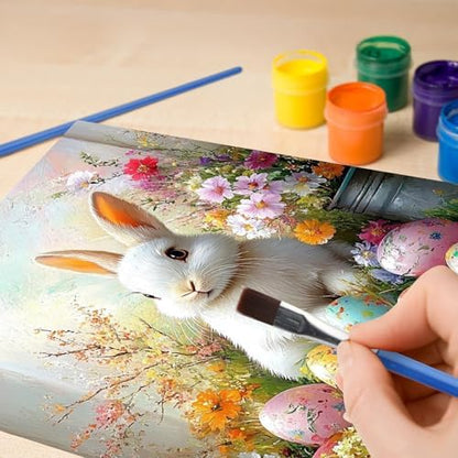 NEWENMO Basket with Eggs Paint by Numbers Kits for Adults, Paint by Number Beginner, Easter Bunny, Canvas Painting by Numbers for Adults, Easy DIY Oil Painting Kits for Gifts Home Decor 16x20 Inch - Image 2