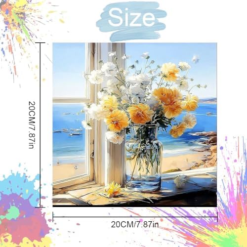 bestact Framed Daisy Paint by Numbers Kits for Adults,Flowers Painting by Numbers with Framed for Beginner on Canvas Easy DIY Painting Kits for Home Wall Decoration and Gifts,8x8INCH (Flower5) - Image 3
