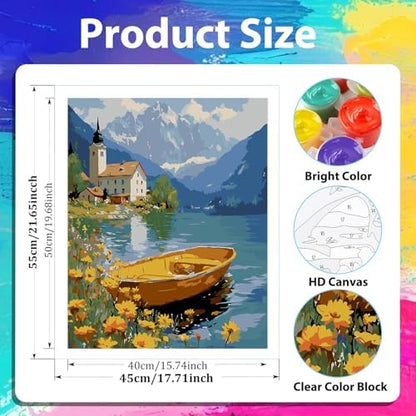 xcemhil Boat Paint by Numbers Kit for Adults Beginner, Boat Paint by Numbers for Adult, Acrylic Paint by Number Kits Suitable for Home Wall Art Decor Gifts - 16x20 Inch - Image 4