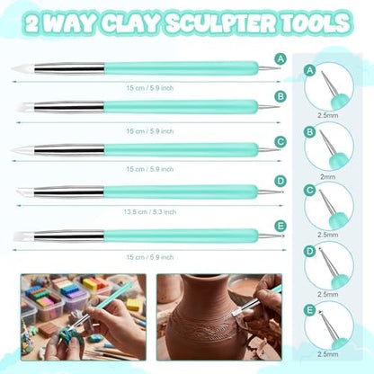 18 Pcs Dotting Tools Silicone Clay Sculpting Tool Ceramic Clay Ball Stylus Pottery Embossing Tool for Rock Modeling Blending, Drawing - Image 2