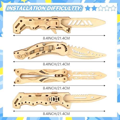 4 Pack 3D Wooden Puzzle for Adults DIY Wooden Puzzles Knife Kit Brain Teaser Mechanical Model Building Toy for Adult Craft Hobby Wood Graduation Art Gift for Teens Men Puzzle Fans - Image 3