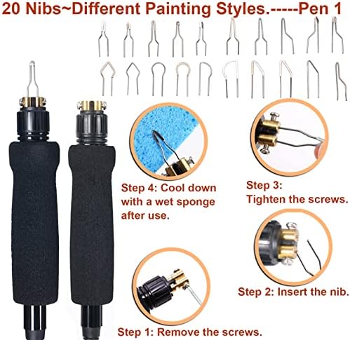 Wood Burning Kit, Pyrography Wood Burning Kit with 2 Wood Burning pens, 78 Pcs Wood Burning Tool with 20 Detailer Nibs, 51 Solid-Point Tips, Wood Burner for Embossing Carving Soldering - Image 2
