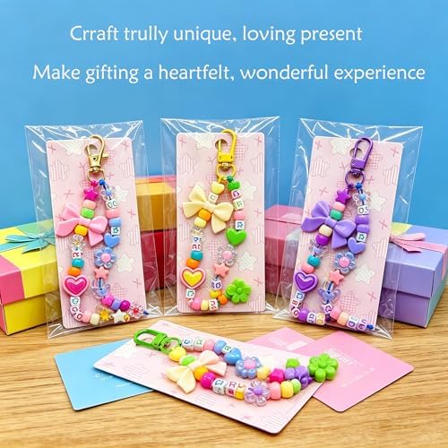 Lyukii 480Pcs Beaded Keychain Making Kit,Colorful Bag Charm Kit - Image 4