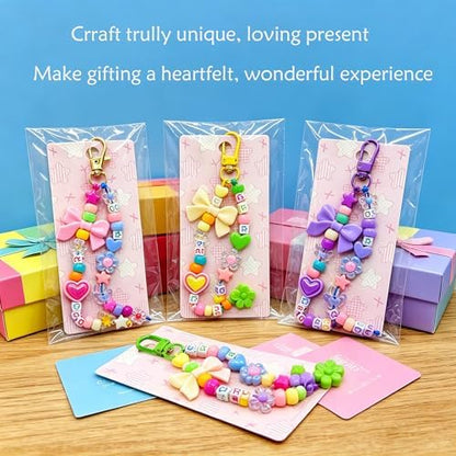 Lyukii 480Pcs Beaded Keychain Making Kit,Colorful Bag Charm Kit - Image 4
