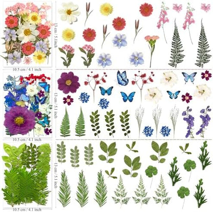 MIKIYA 133Pcs Dried Pressed Flowers for Resin Molds, Assorted Real Natural Bulk Dry Floral Leaves for DIY Art Crafts, Epoxy Jewelry, Soap, Candle Making, Nails Decor - Image 5