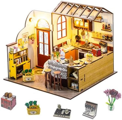 DIY Miniature House Kit with LED Lights,Mini House Kit DIY Dollhouse Kit for Adults to Build, Model Building Craft Kit, for Birthday Christmas by CHOOYIH