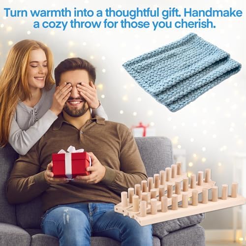 46" Beechwood Chunky Knitting Blanket Loom Kit, Adjustable Size Hand Loom - Image 6