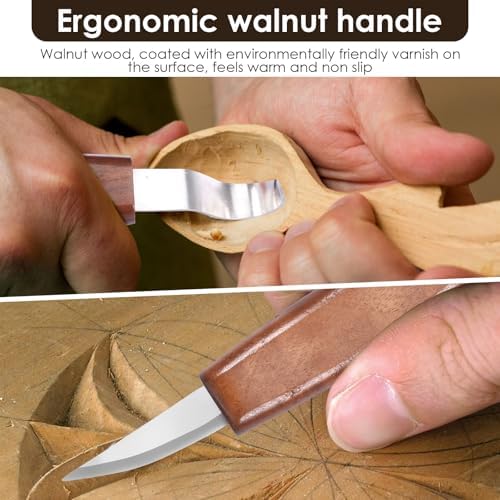 Wood Carving Kit, 23pcs Wood Carving Tools with 4 Wood Carving Knives 5 Detail Knives 9 Blocks, Whittling Kit DIY Art Craft Gift for Adults - Image 4