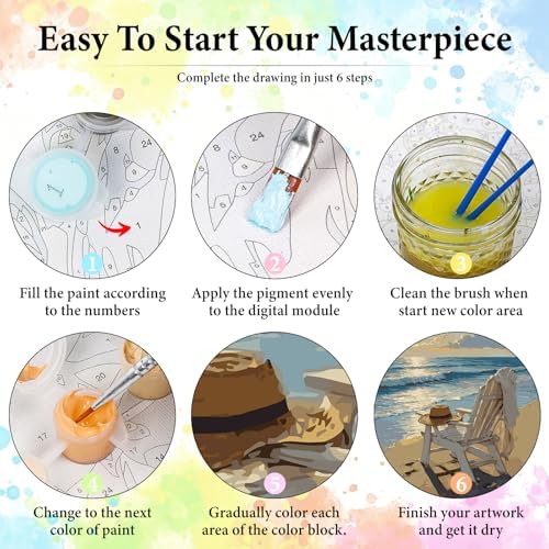 Dawnsphere Beach Paint by Numbers Kit for Adults Without Frame 16x20 in - Image 6