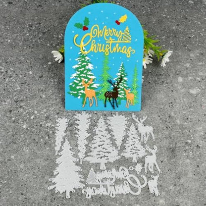 Scrapbooking Die-Cuts, Christmas Metal Cutting Dies for Card Making, Paper Craft Punch Template, Background Embossing Stencils, DIY Album Décor (Merry Christmas Trees and Deer-17.9x15.8cm) - Image 4