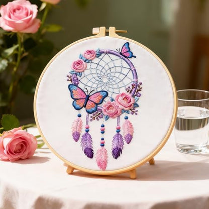 BEUNITONE 4 Set Dream Catcher Embroidery Kit for Beginners 7.9"x7.9" - Image 5