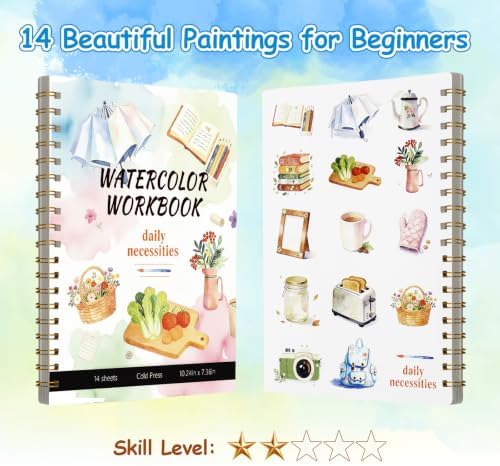Watercolor Workbook for Adults – Watercolor Coloring Book with 14 Watercolor Paintings, 16 Colors, 3 Brushes & Color Mixing Guide – Large 200GSM Paper for Beginners & Art Enthusiasts - Image 4