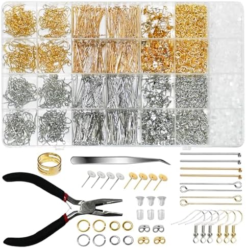3824Pcs Earring Making Kit with Jewelry Pliers – Complete DIY Earring Supplies Including Hooks, Eye Pins, Jump Rings, Hypoallergenic Jewelry Findings for Beginners and Professionals by NXTOV