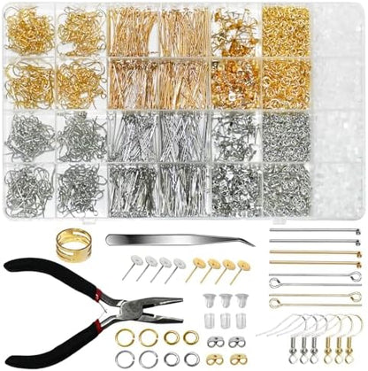 3824Pcs Earring Making Kit with Jewelry Pliers – Complete DIY Earring Supplies Including Hooks, Eye Pins, Jump Rings, Hypoallergenic Jewelry Findings for Beginners and Professionals by NXTOV