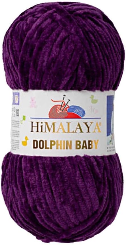 3 Skein/Pack Himalaya Dolphin Baby Chenille Yarn, Each Ball 100 gr (3.5 oz), 120 m (132 Yards), 100% Polyester, Super Bulky Baby Blanket Velvet Amigurumi Yarn, 80328 - Purple