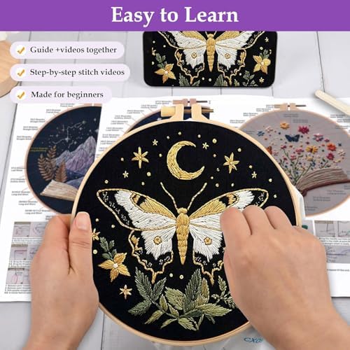 FEIYUENO 3 Pack Beginner Embroidery Kits for Adults Senior (Butterfly) - Image 4