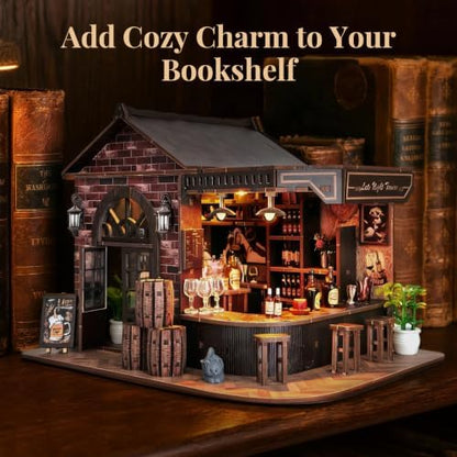 Vintage Pub Book Nook Kit, DIY Miniature House for Adults - Image 2